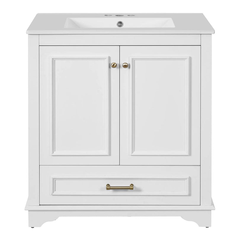 Bathroom Vanity With Sink, Cabinet & 2 Soft Closing Doors & Adjustable Shelf by HouseOfZazla