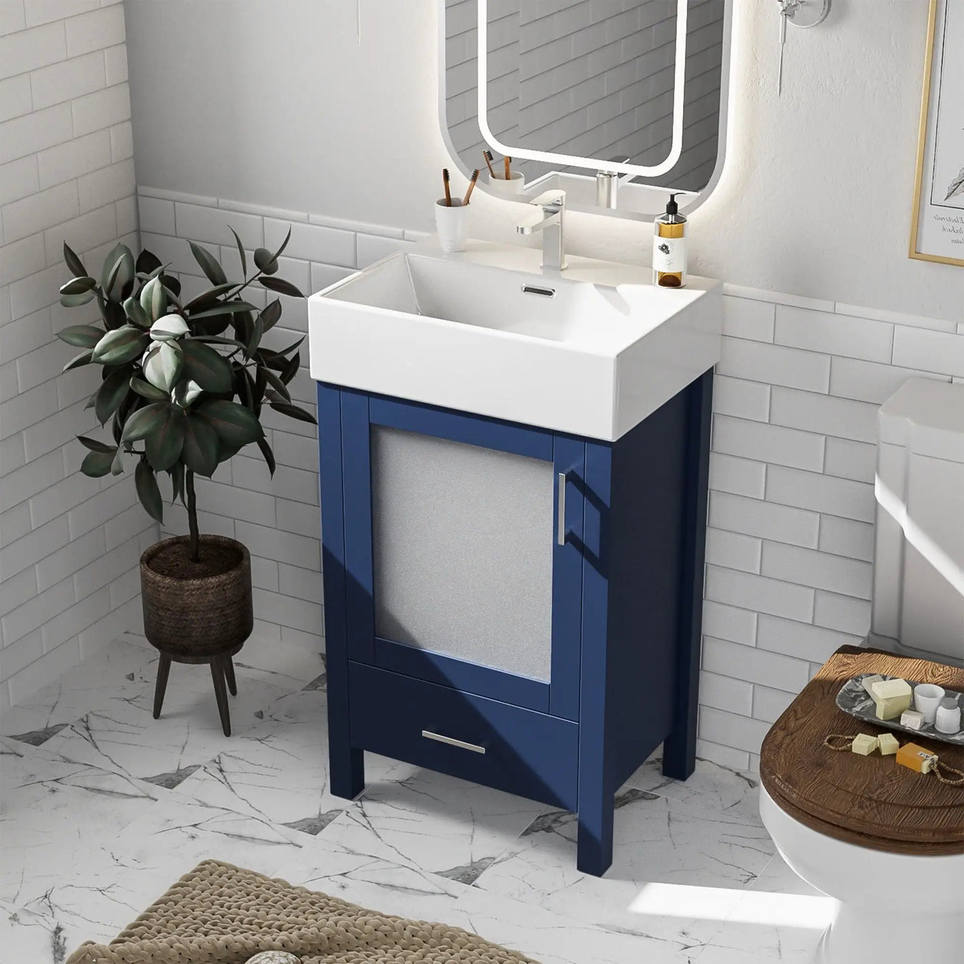 Bathroom Vanity With Ceramic Sink And Ample Storage, Ideal For Small Bathrooms by Unique Piece Furniture