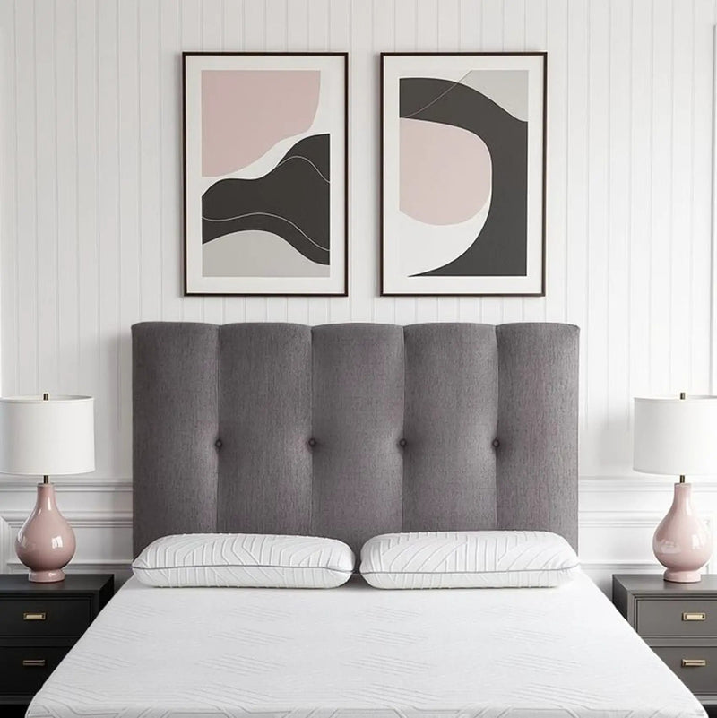 Bridgevine Home - Queen Size Tufted Upholstered Headboard With Nailhead Trim - Gray by HouseOfZazla
