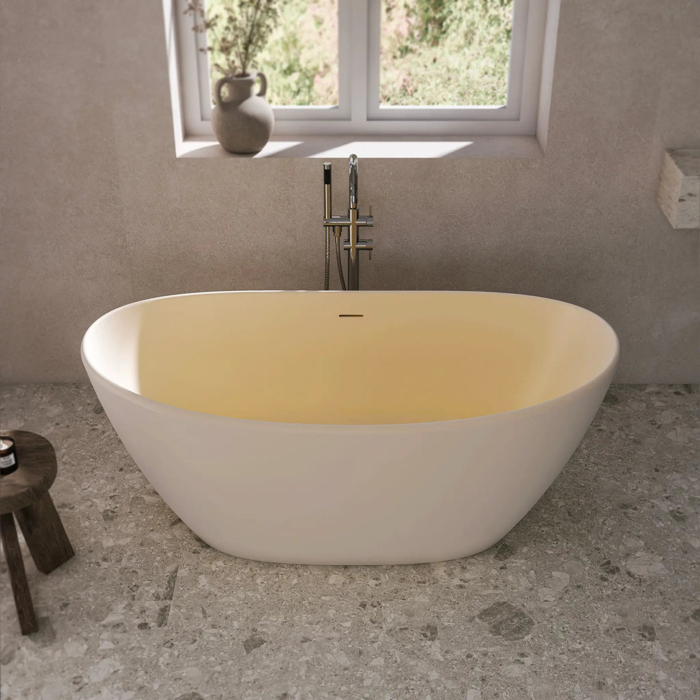 61 Inch Freestanding Solid Surface Soaking Bathtub by HouseOfZazla