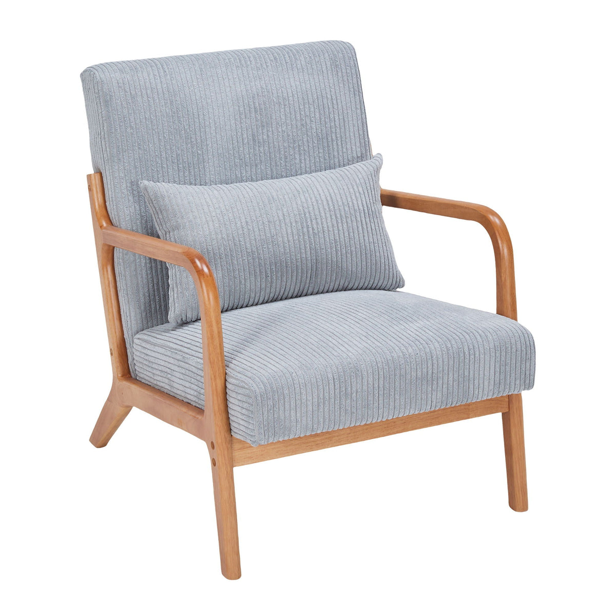 Upholstered Arm Chair with Pillow - Fabric & Wood - Beige, Gray, Dark Gray, photo 3 of 12