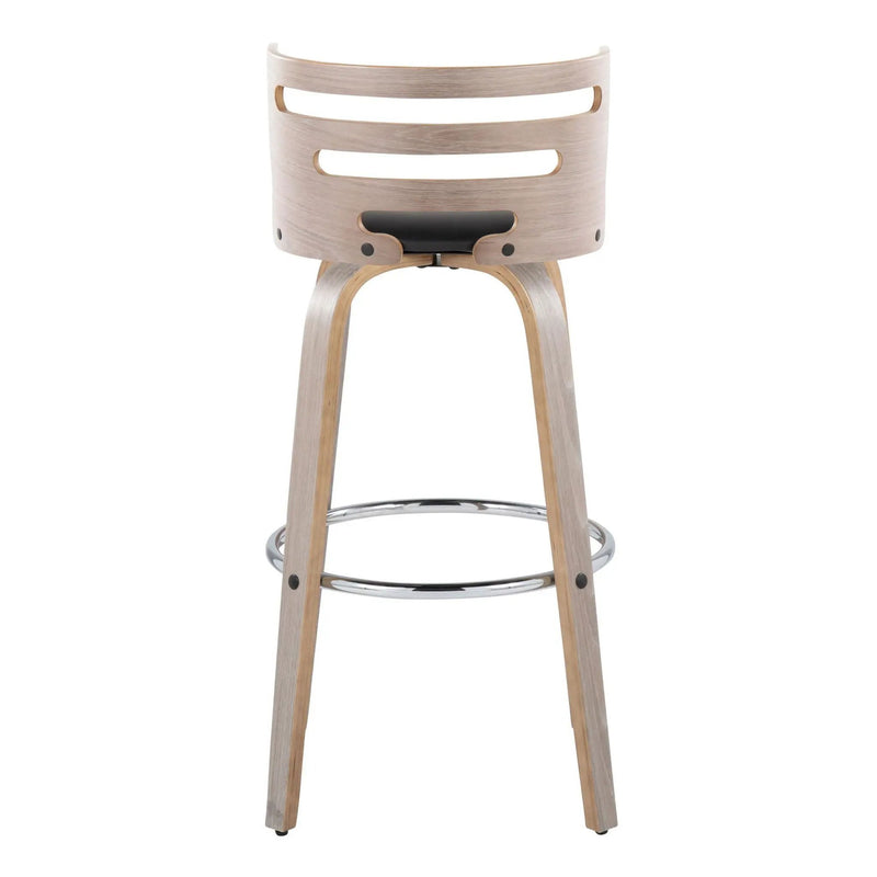 Cosini - Mid Century Modern Fixed Height, Barstool With Swivel With Round Footrest (Set of 2) by HouseOfZazla