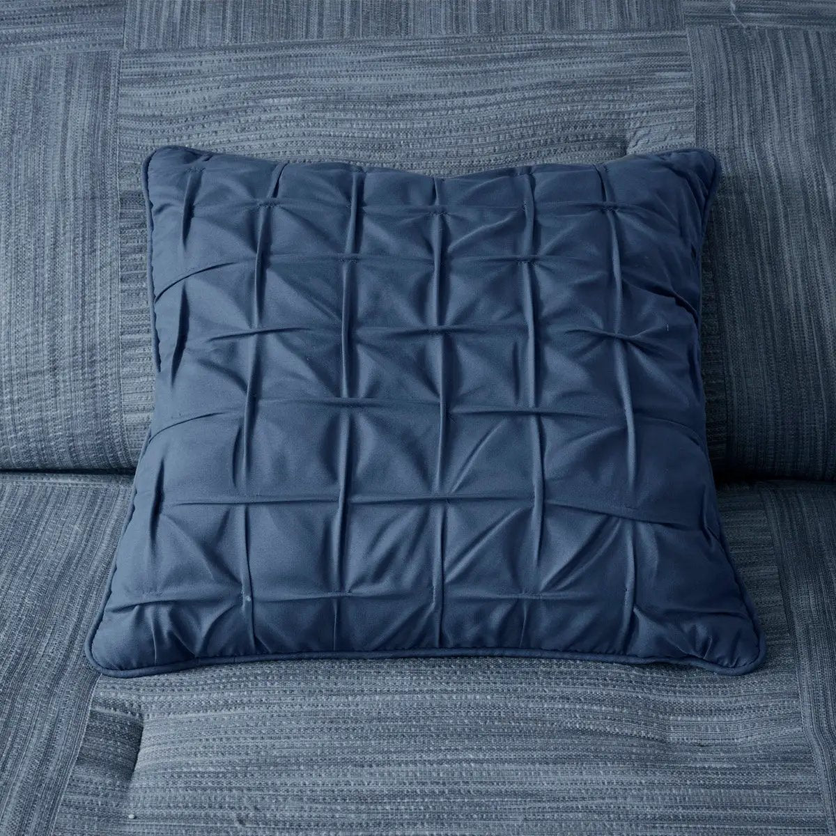 7 Piece Printed Seersucker Comforter Set Navy Queen by HouseOfZazla