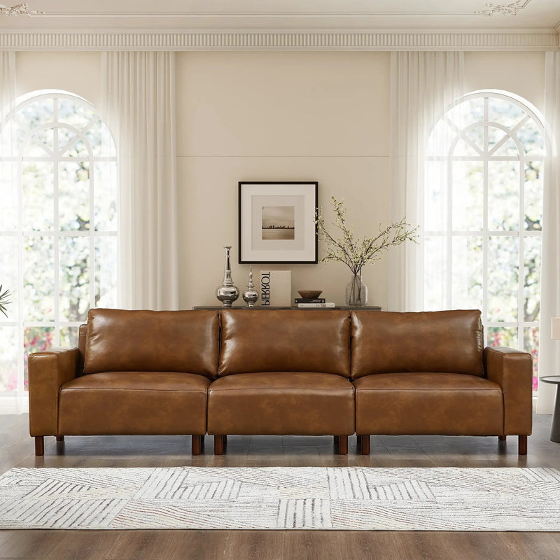 112" Luxury PU Leather Sofa for Living Room by HouseOfZazla