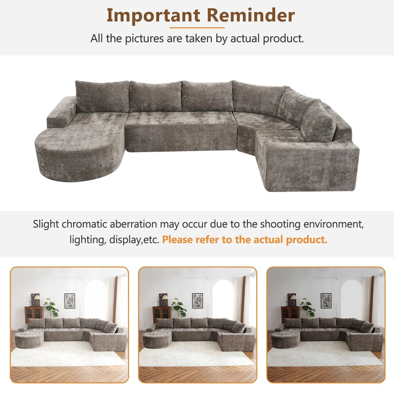 U-Shaped Oversized Modular Cloud Sectional Sofa With Deep Seat For Living Room by HouseOfZazla