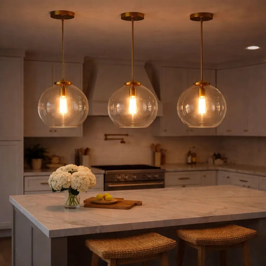 Gleam - Single Light Pendant Lamp With Clear Globe Satin - Antique Brass / Clear / Gold by HouseOfZazla