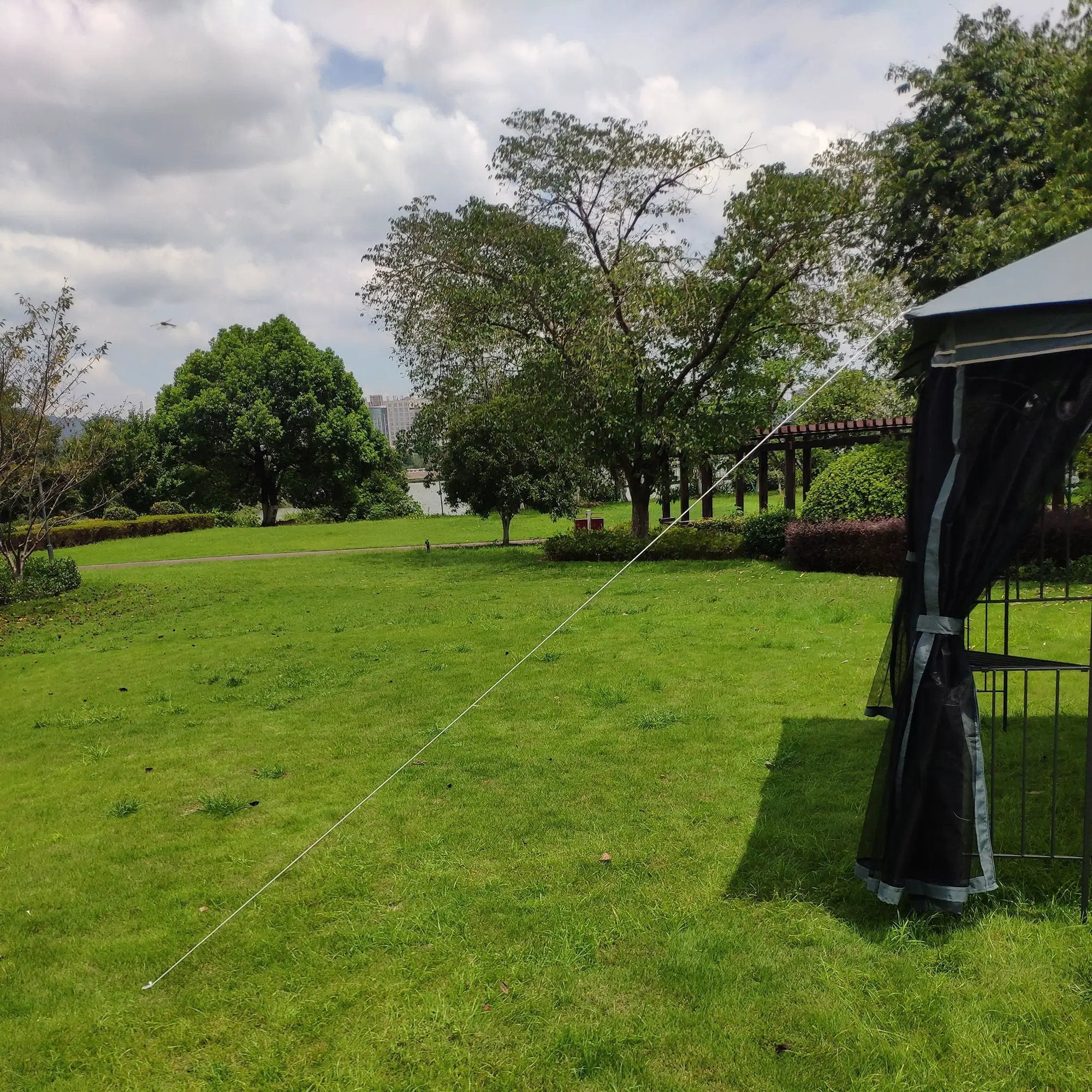 Patio Gazebo Tent With Ventilated Double Roof And Mosquito Net by Unique Piece Furniture