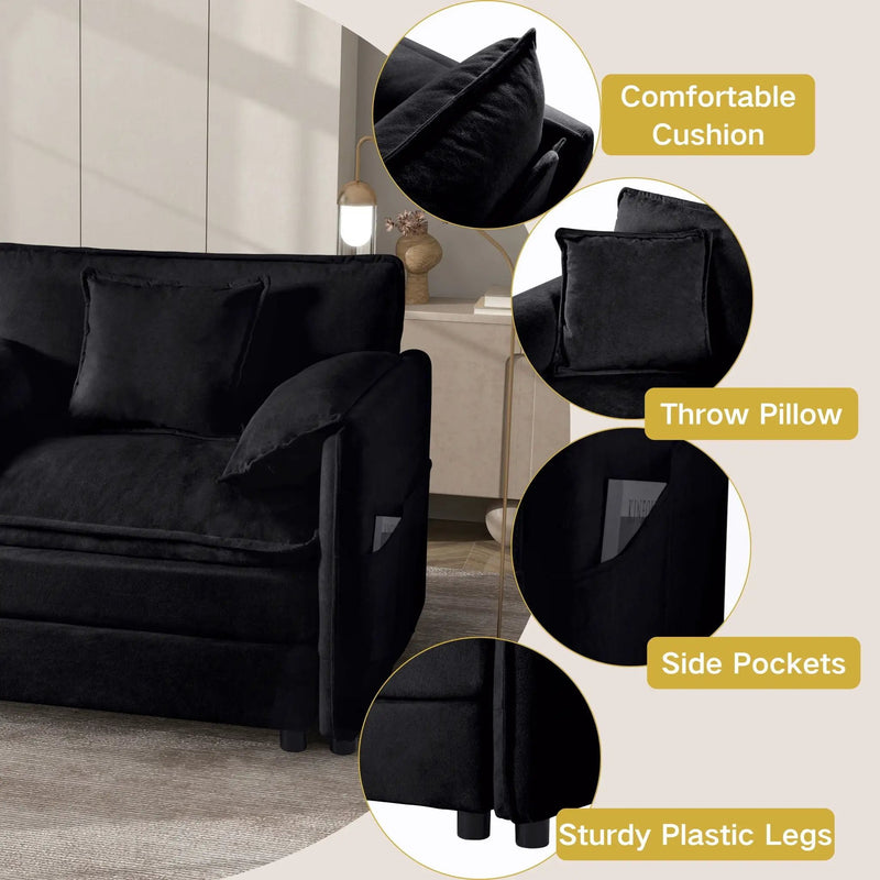 Modern Comfy Deep Seat Modular Sectional Sofa Cloud Couch With Ottoman by Unique Piece Furniture