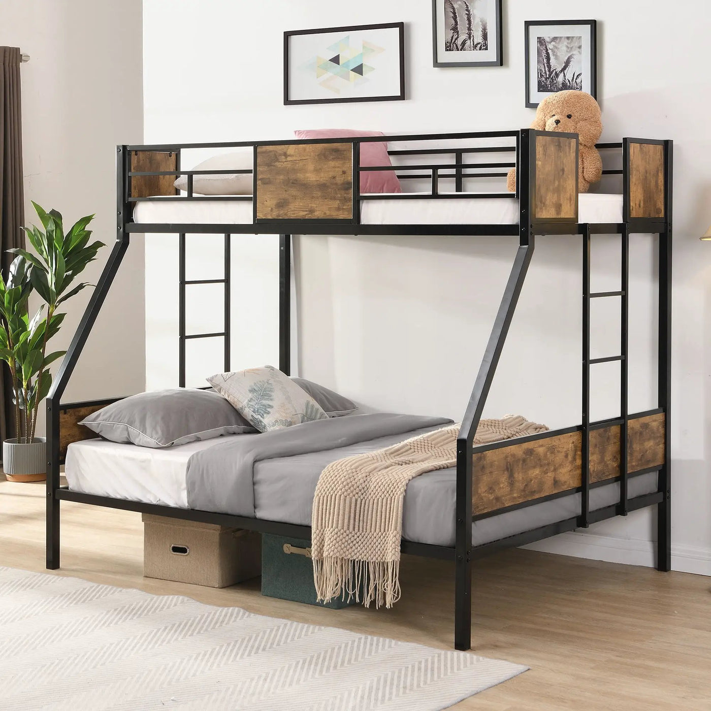 Modern Metal Bunk Bed With Dual Side Ladder And Metal Desig by Unique Piece Furniture