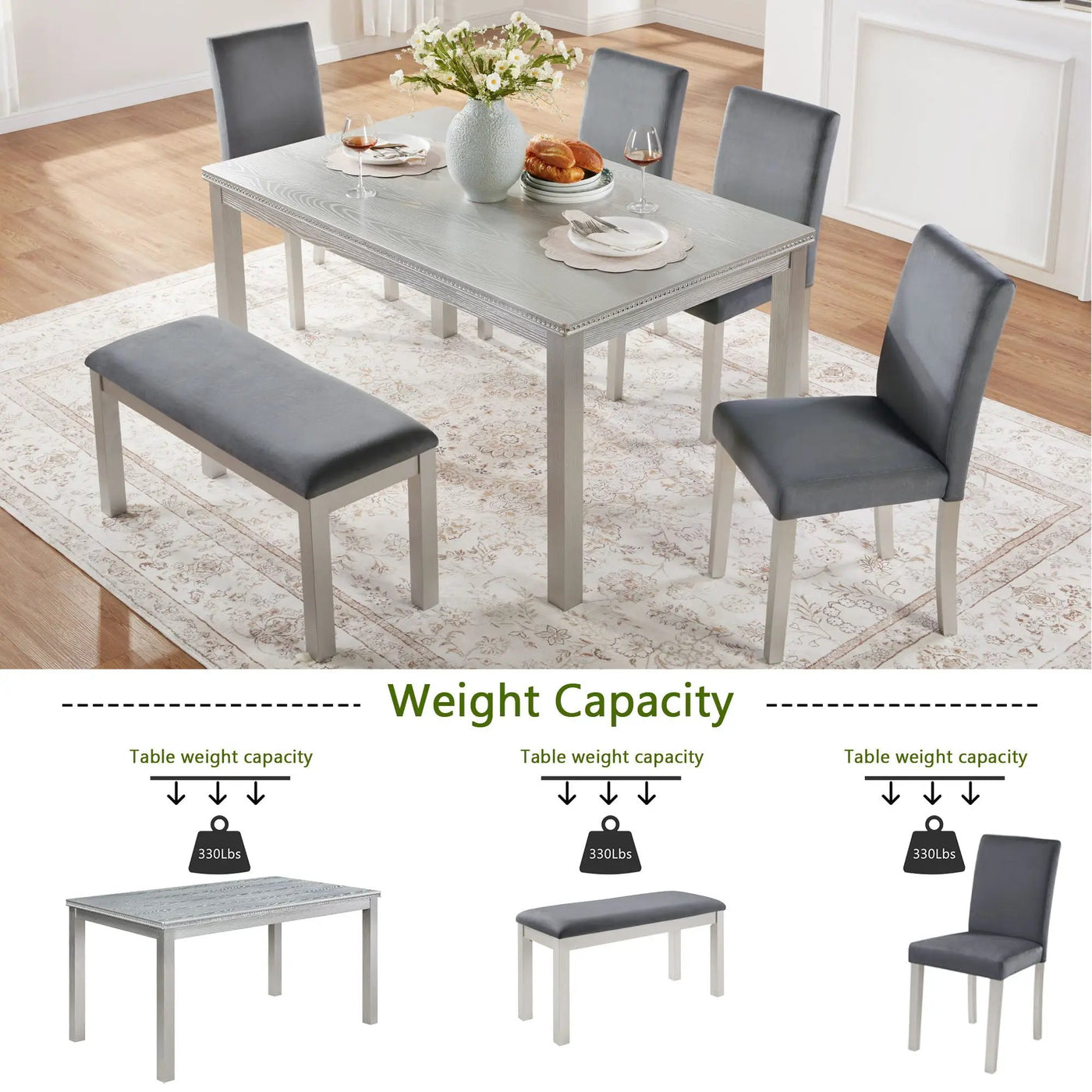 Dining Table Set, Table With A Rectangular Table And Upholstered Chairs by Unique Piece Furniture