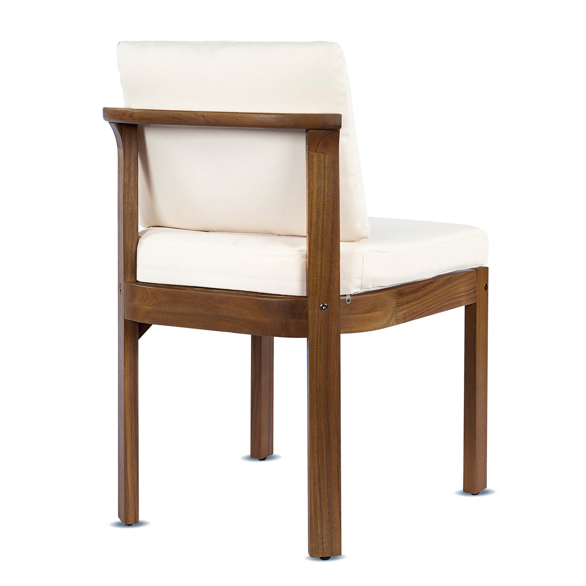 Acacia Wood Outdoor Dining Chair Set of 4 with Water-Repellent Cushions – Brown, Cream or Cream, Teak, photo 9 of 10