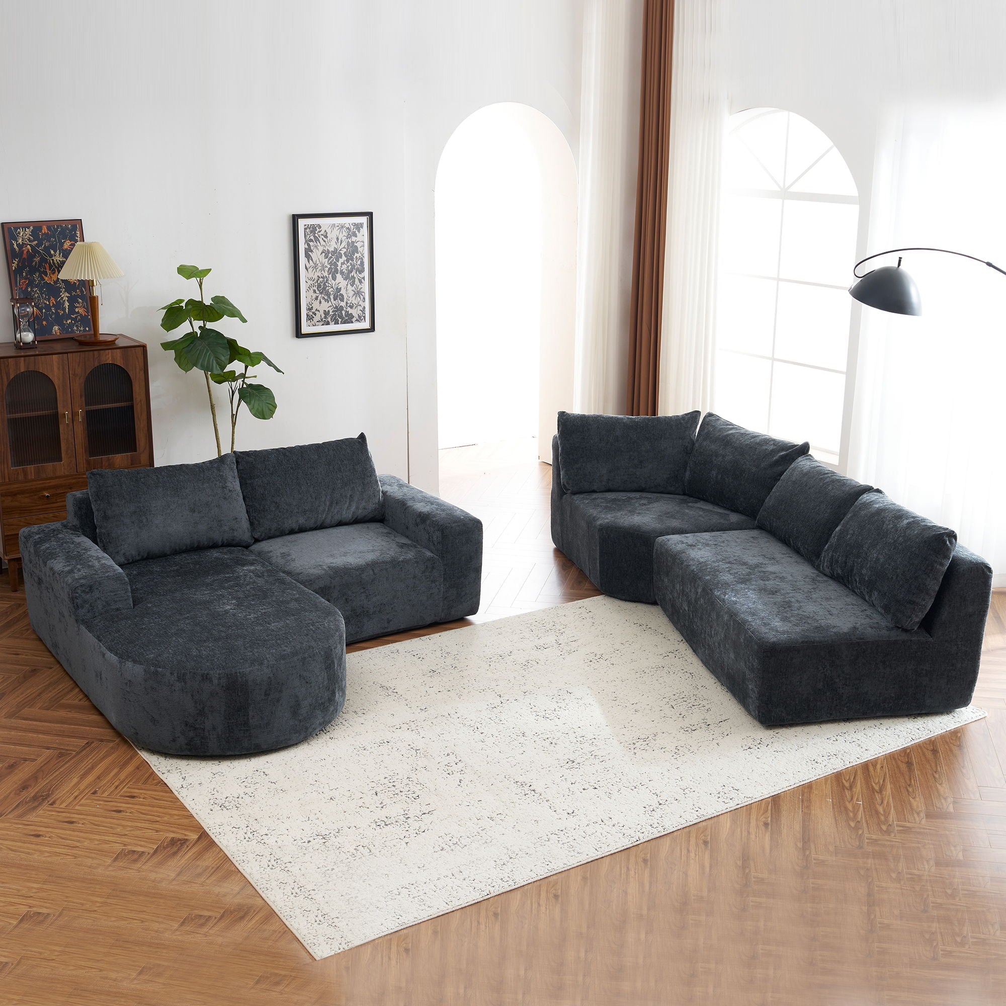 U-Shaped Oversized Modular Cloud Sectional Sofa With Deep Seat For Living Room by HouseOfZazla