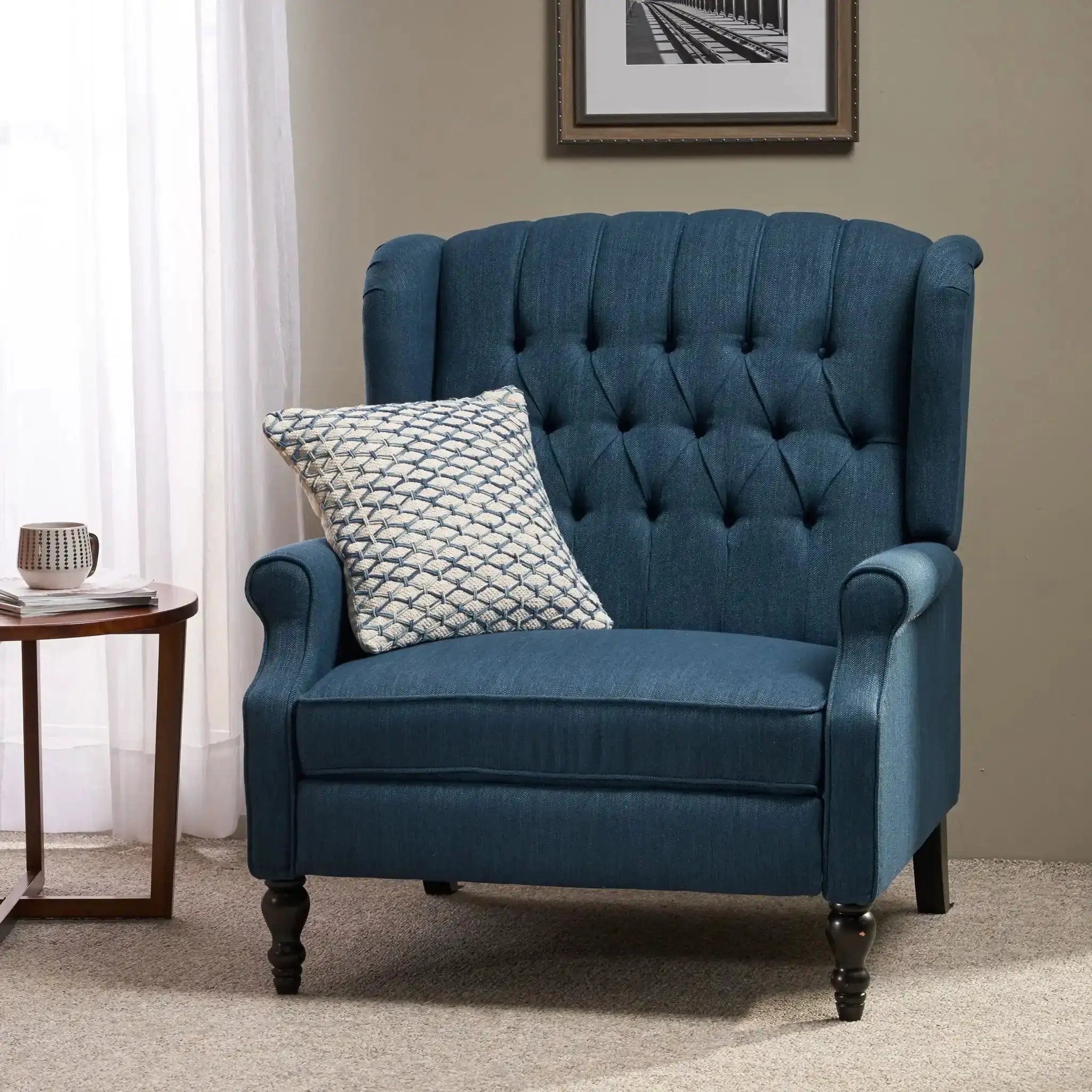 Dunham Contemporary Fabric Tufted Oversized Pushback Recliner by HouseOfZazla