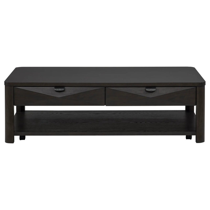 Marcelo Wood Coffee Table with 2 Drawers and Shelf Coffee by Unique Piece Furniture