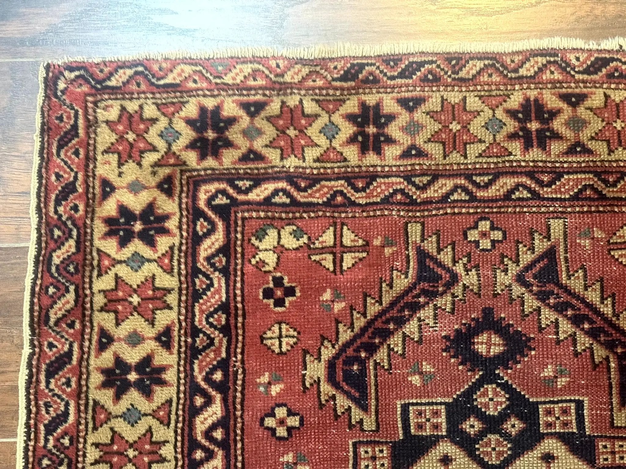 Antique Turkish Sparta Rug 3x6, Geometric Caucasian Kazak Pattern, Handmade by Jewel Rugs