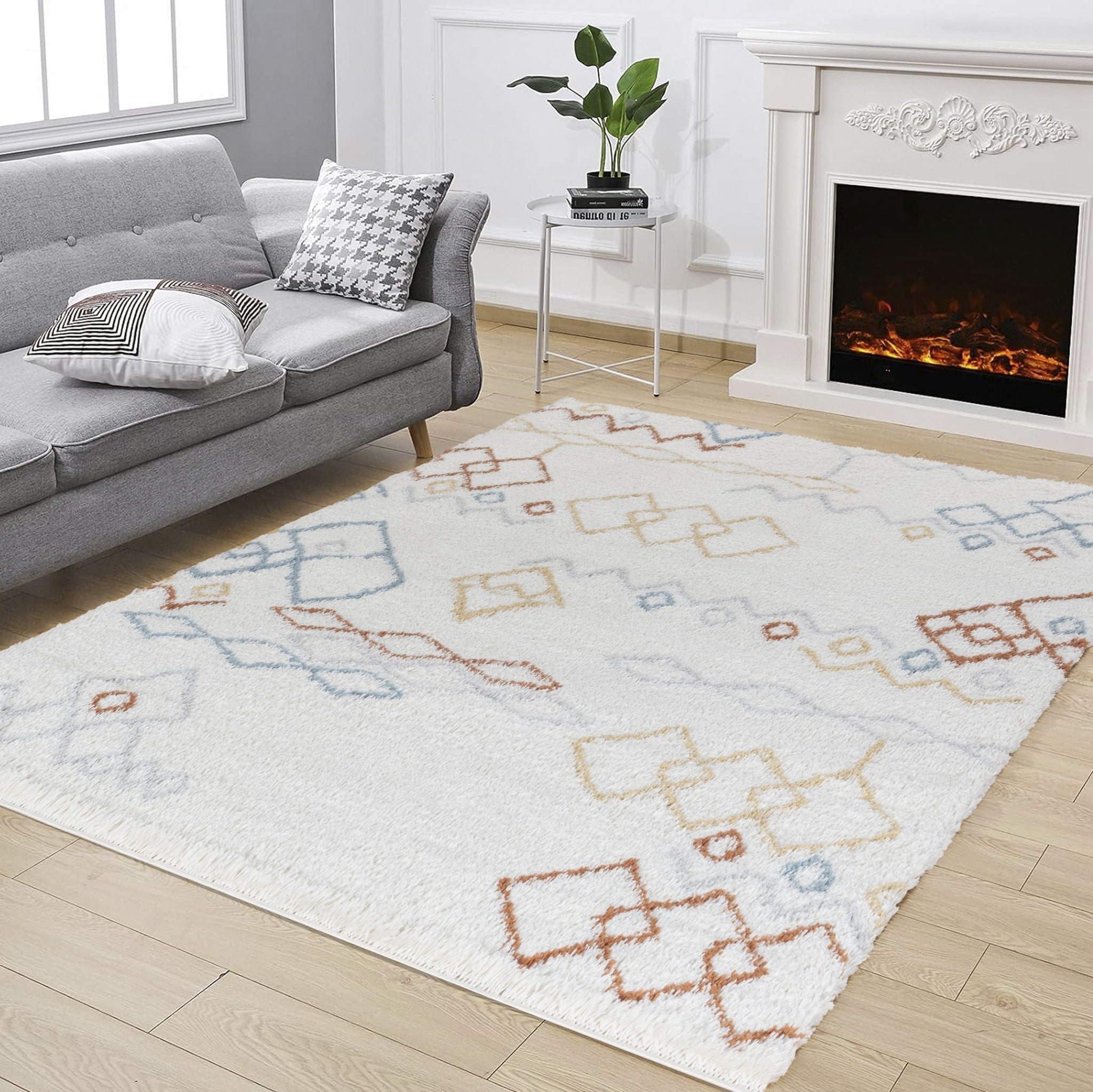 Loft Shag - 7'10" X 9'10" Shaggy Area Rug, Polypropylene - Ivory by HouseOfZazla