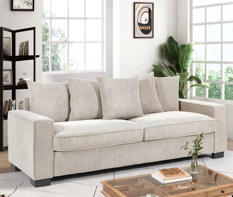 Luxe Sofa With 5 Matching Toss Pillows, Sleek Design, Spacious And Comfortable 3 Seater Couch by HouseOfZazla