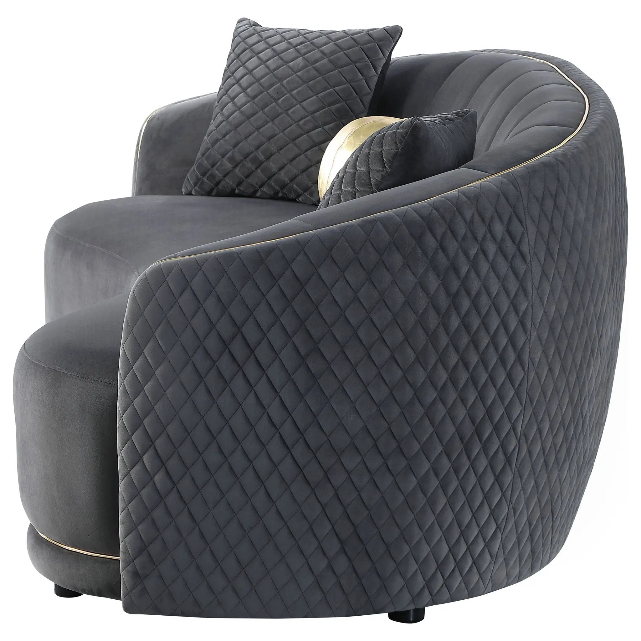 Brookside Velvet Upholstered Curved Sofa Dark Grey by Unique Piece Furniture