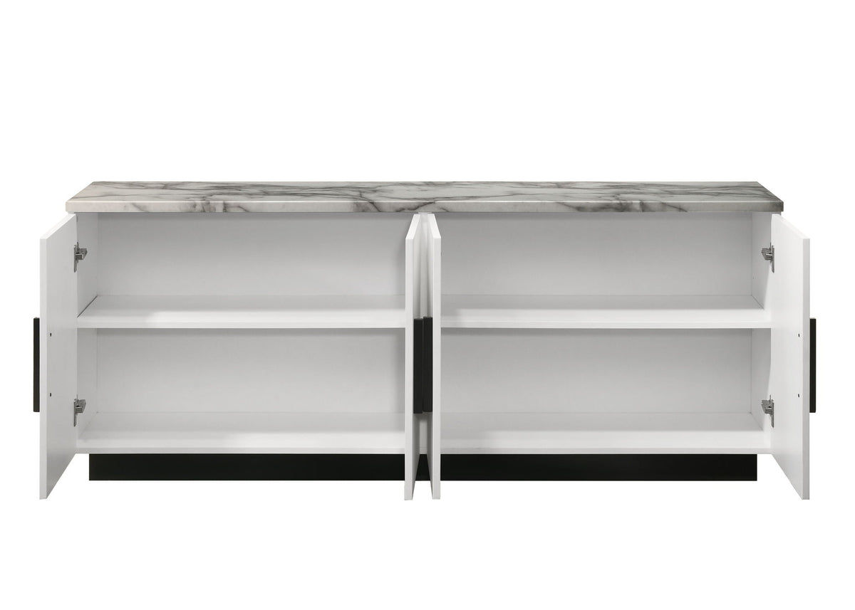 Matilda Cabinet Console Table with White Faux Marble Top - Black Base, photo 4 of 4