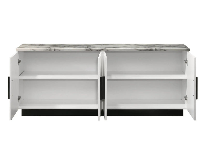 Matilda Cabinet Console Table with White Faux Marble Top by HouseOfZazla