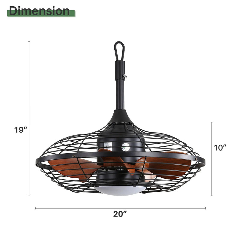 Outdoor Ceiling Fan With DC Motor And LED Light, Blades, Reversible For Patios - Black by Unique Piece Furniture