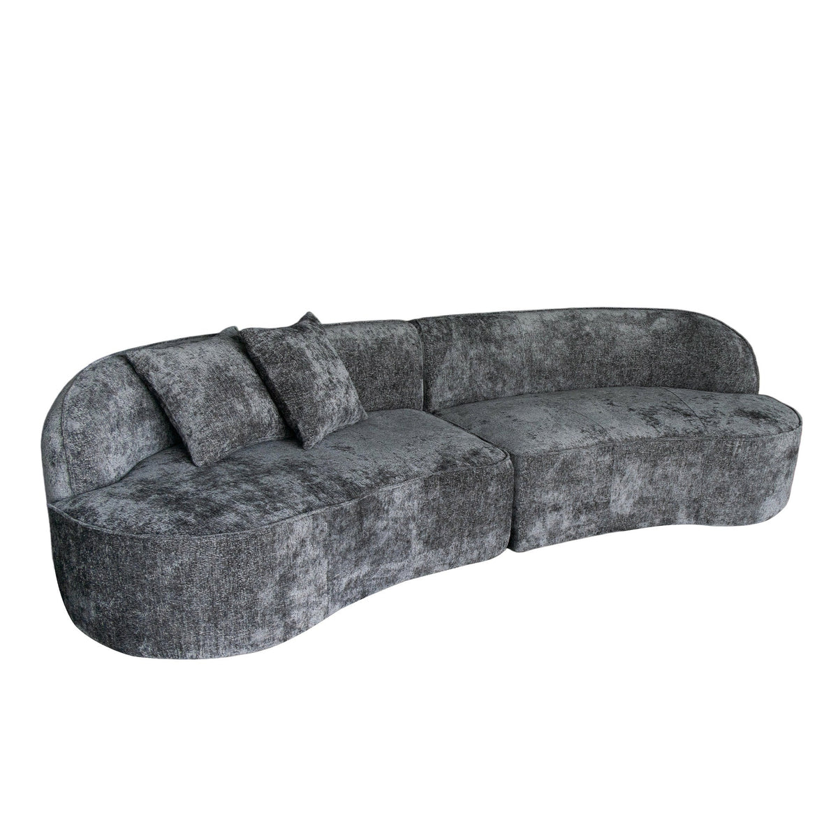 Curved Chenille Fabric Sectional Sofa with High-Density Foam - Dark Grey, Beige White, Dark Green, photo 9 of 10