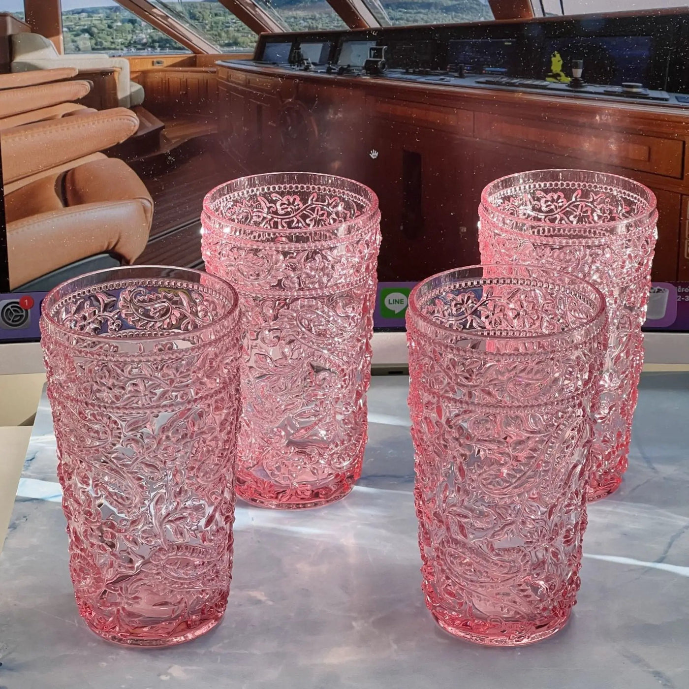Paisley Style Acrylic Hi Ball Glasses (Set of 4) by HouseOfZazla