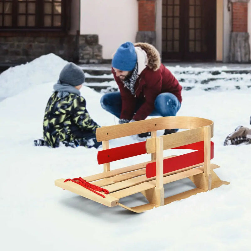 Outdoor Play Baby Kids Wooden Sled with Solid Wood Seat by DirectDeals