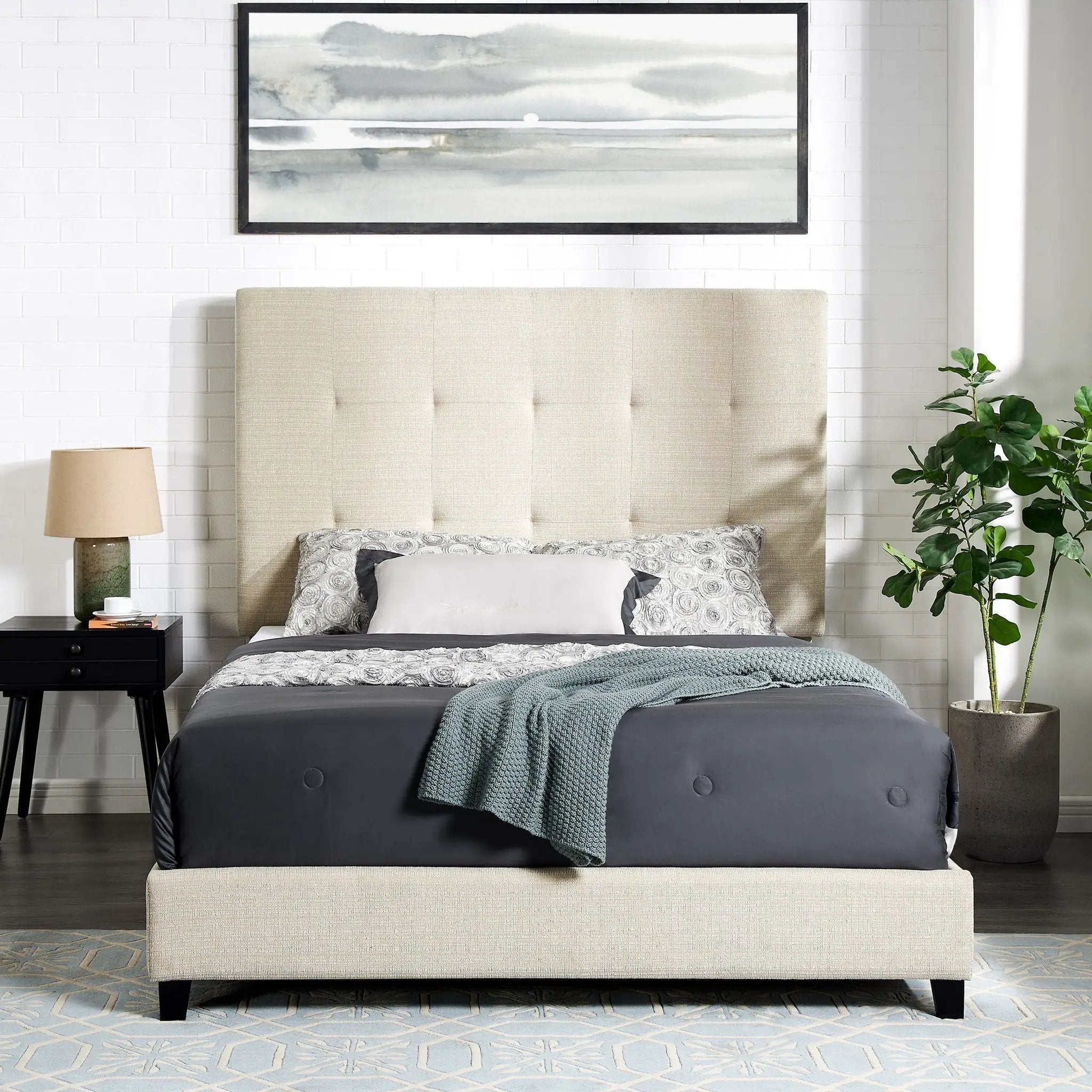 Tufted Upholstered Headboard Platform Bed by Unique Piece Furniture