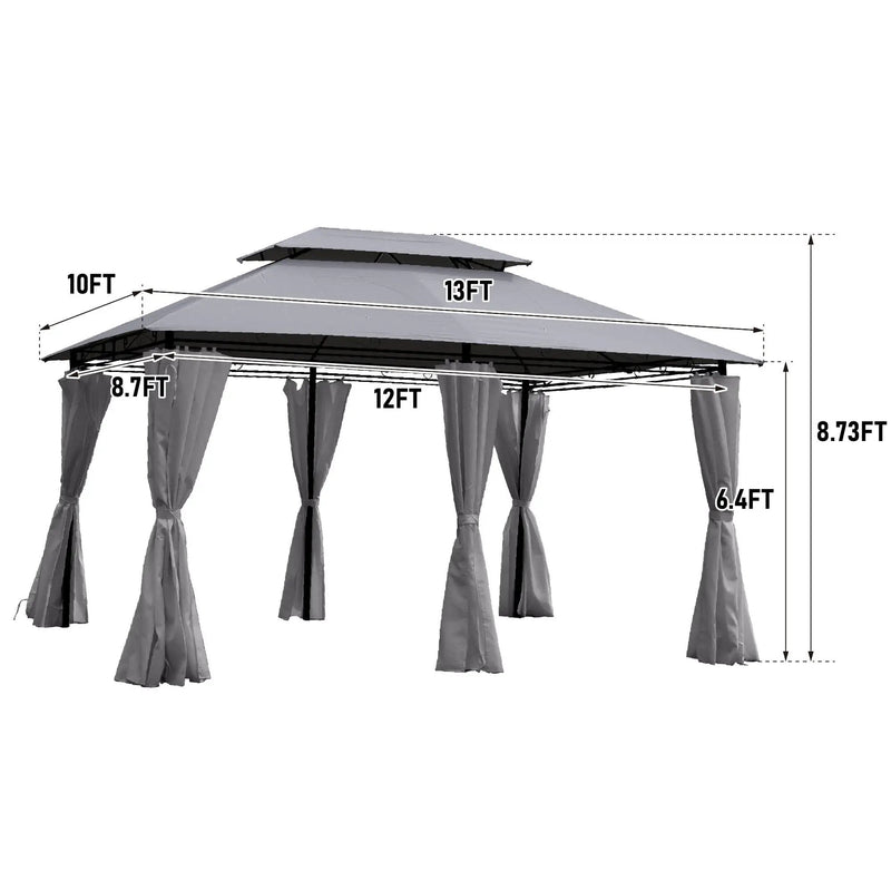 13x10 Ft Outdoor Patio Gazebo Canopy Tent with Ventilated Double Roof and Side Wall by HouseOfZazla
