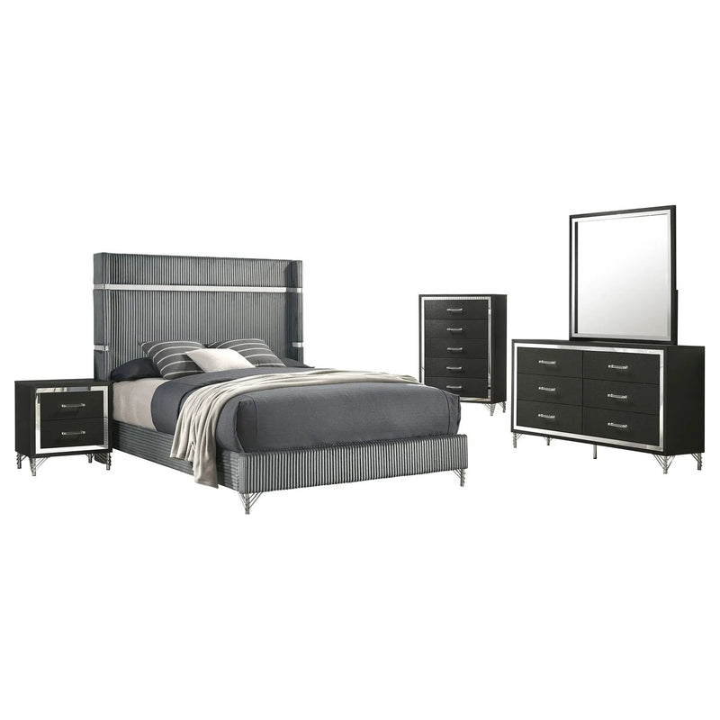 Lucia 5-piece Queen Bedroom Set Grey and Black by Unique Piece Furniture