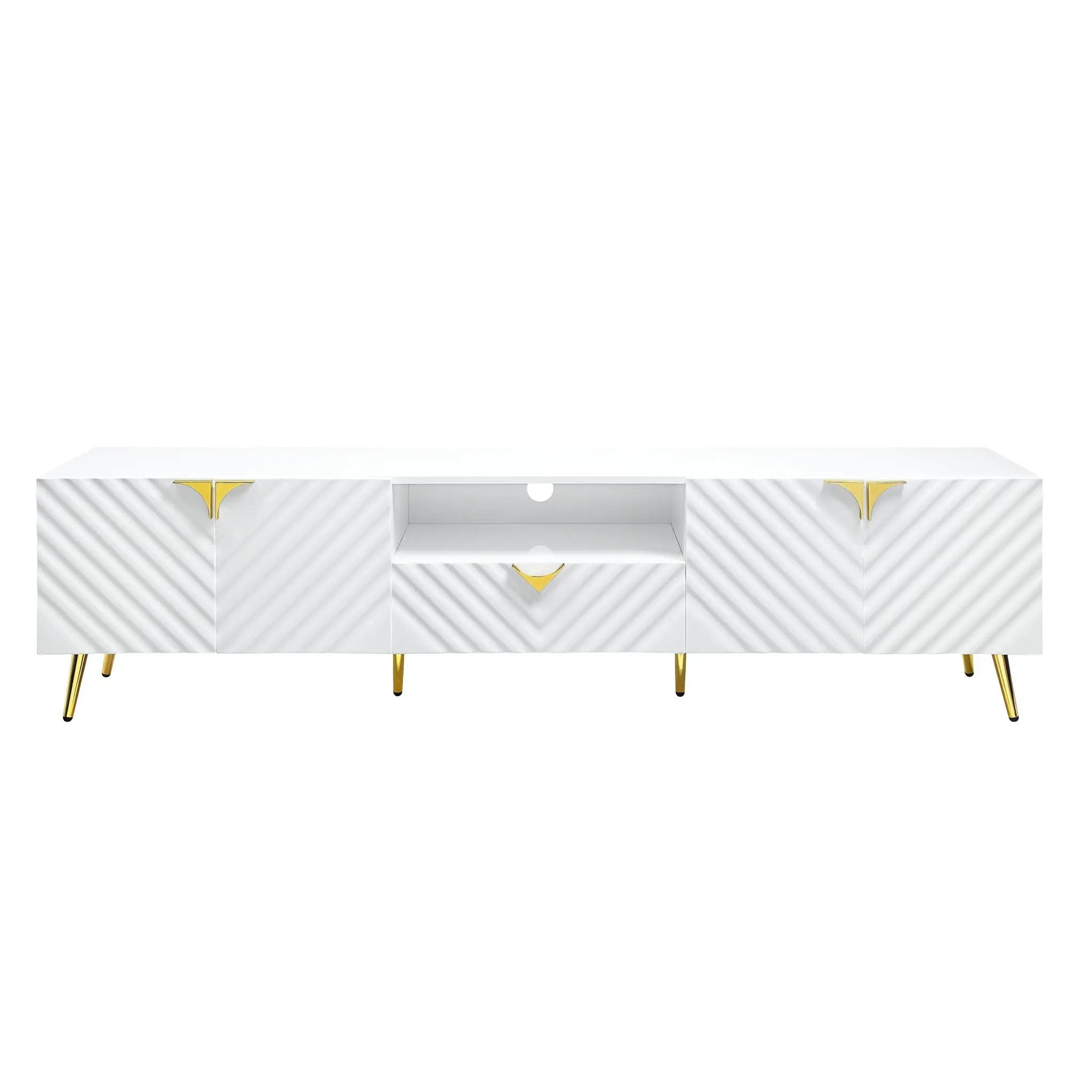 Gaines - High Gloss TV Stand - White by HouseOfZazla