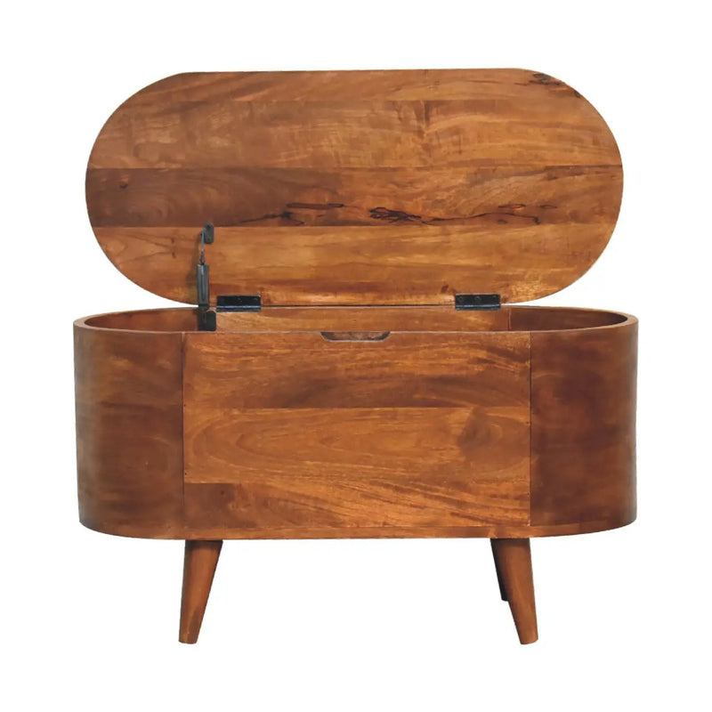 Solid Wood Chestnut Rounded Lid-Up Blanket Box by HouseOfZazla