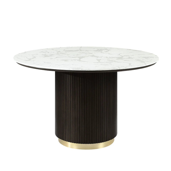 Clayten - Around Dining Table - Marble / Espresso