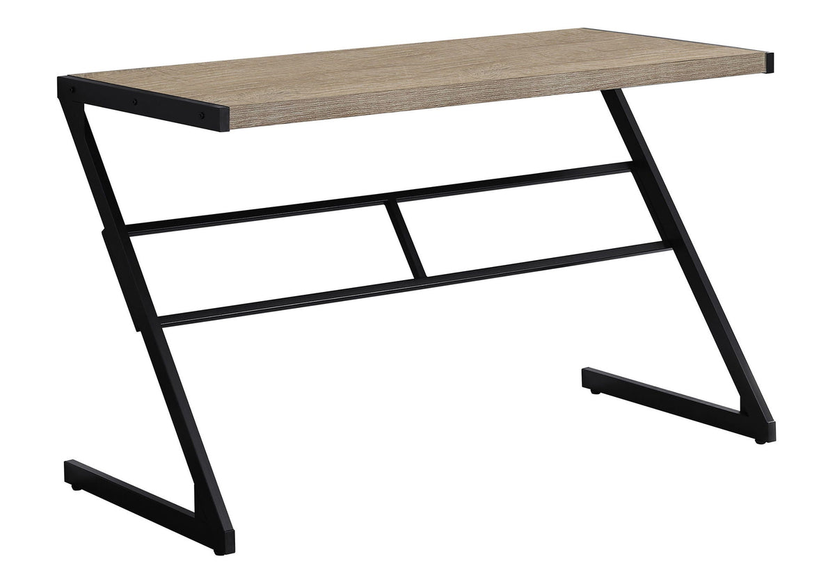 Chic Modern Computer Desk with Z-Shaped Metal Base - Dark Brown, Light Brown, or White, photo 3 of 12