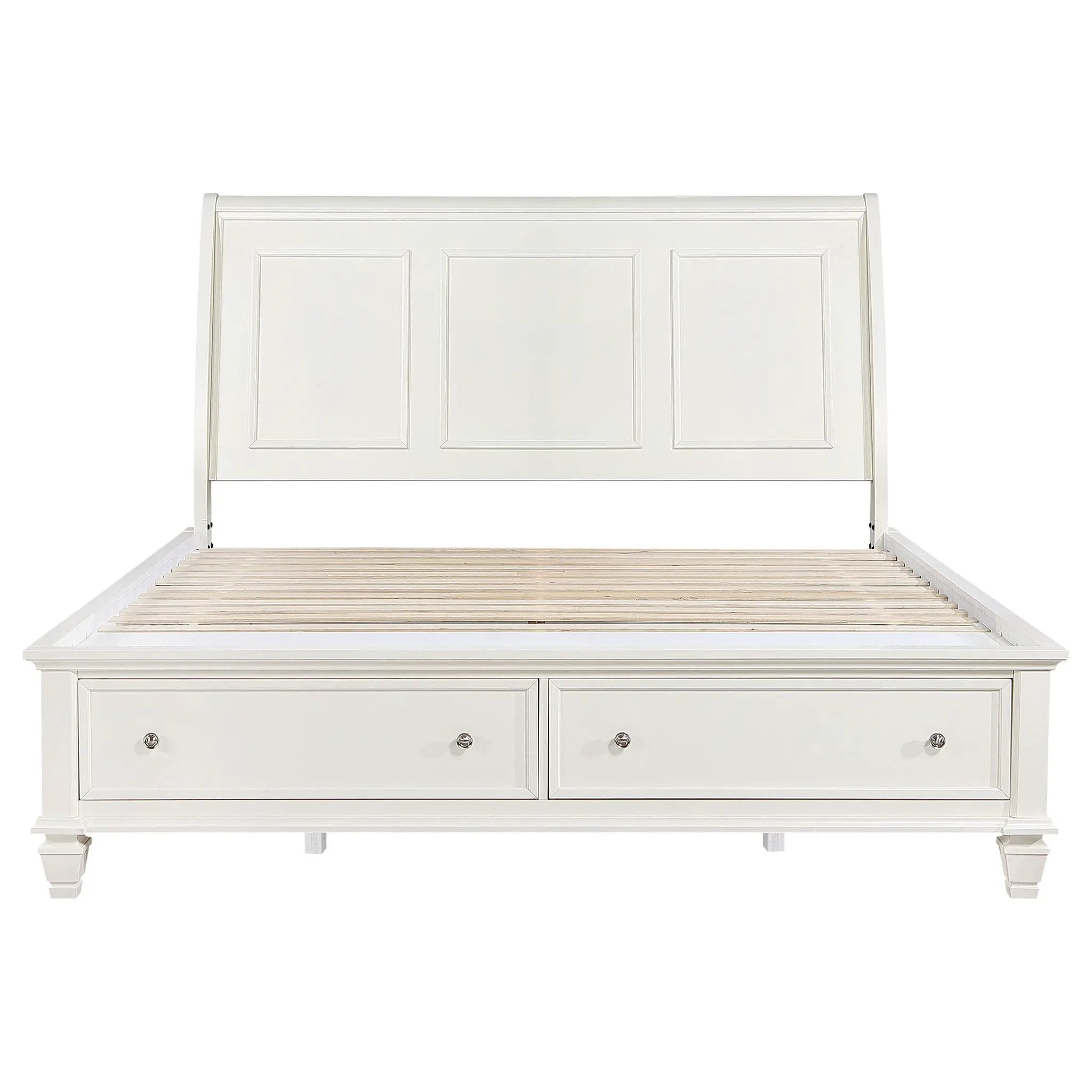 Sandy Beach Wood Eastern King Storage Panel Bed Cream White by Unique Piece Furniture