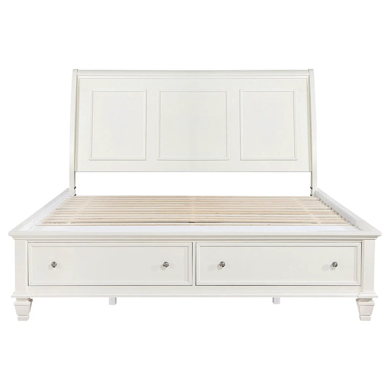 Sandy Beach Wood Eastern King Storage Panel Bed Cream White by Unique Piece Furniture