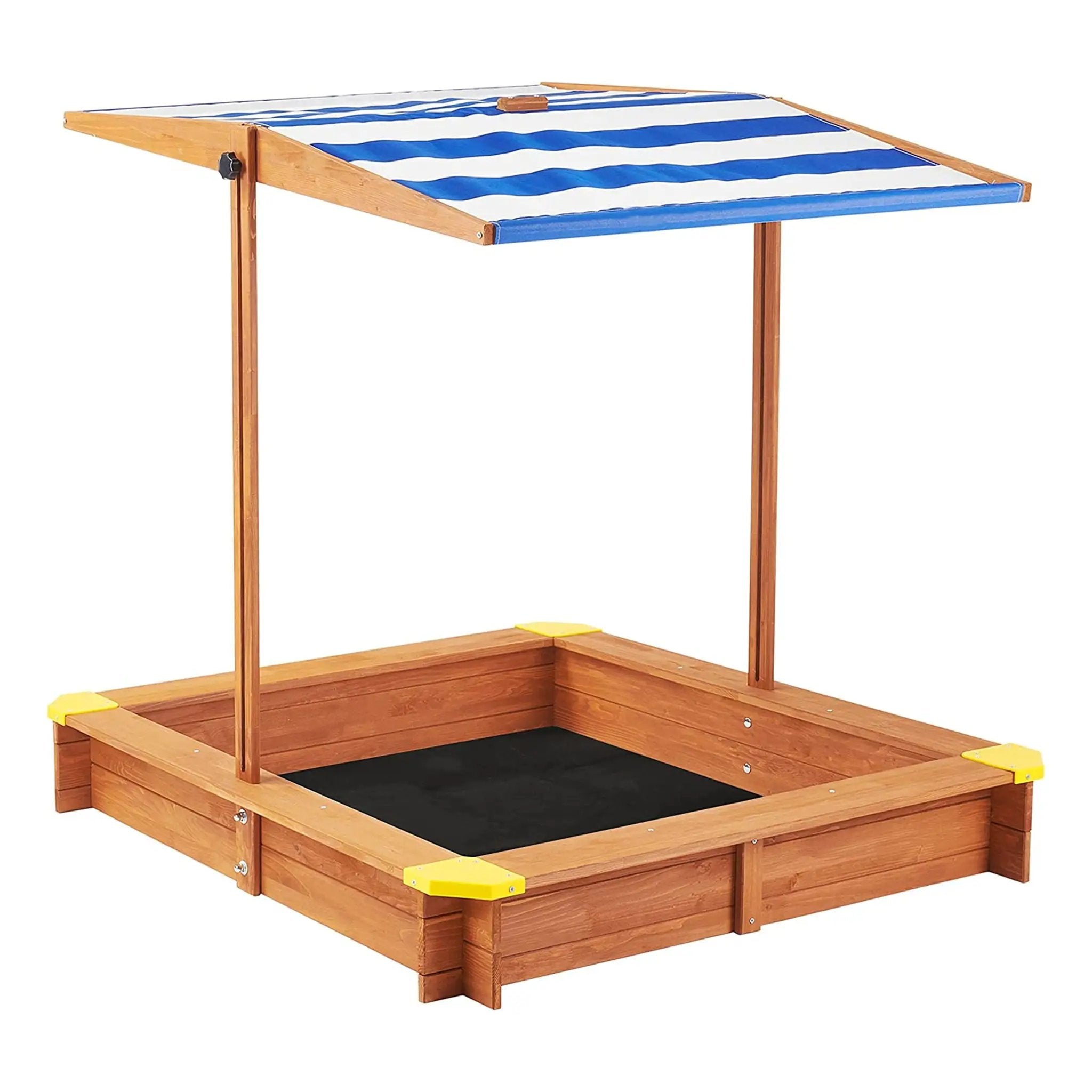 Kids Sandbox With Cover, Sand Box With Adjustable Canopy, Large Outdoor Cedar Sandpit For Backyard Play - Reddish Brown by HouseOfZazla