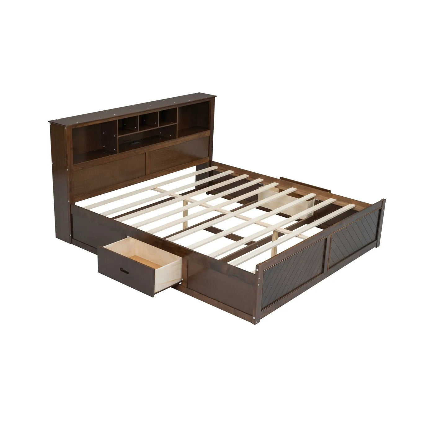 Platform Bed With Multi Storage Headboard, USB And Drawers by HouseOfZazla