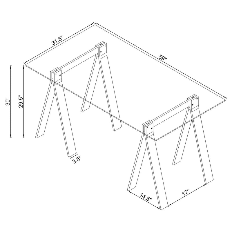 Amaturo 59-inch Glass Top Acrylic Writing Desk Clear by Unique Piece Furniture