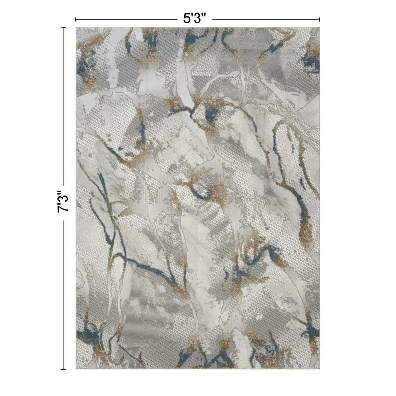 Geometrix - 5'3" X 7'3" Area Rug & Geometric 3D Effect - Ivory / Gray by HouseOfZazla