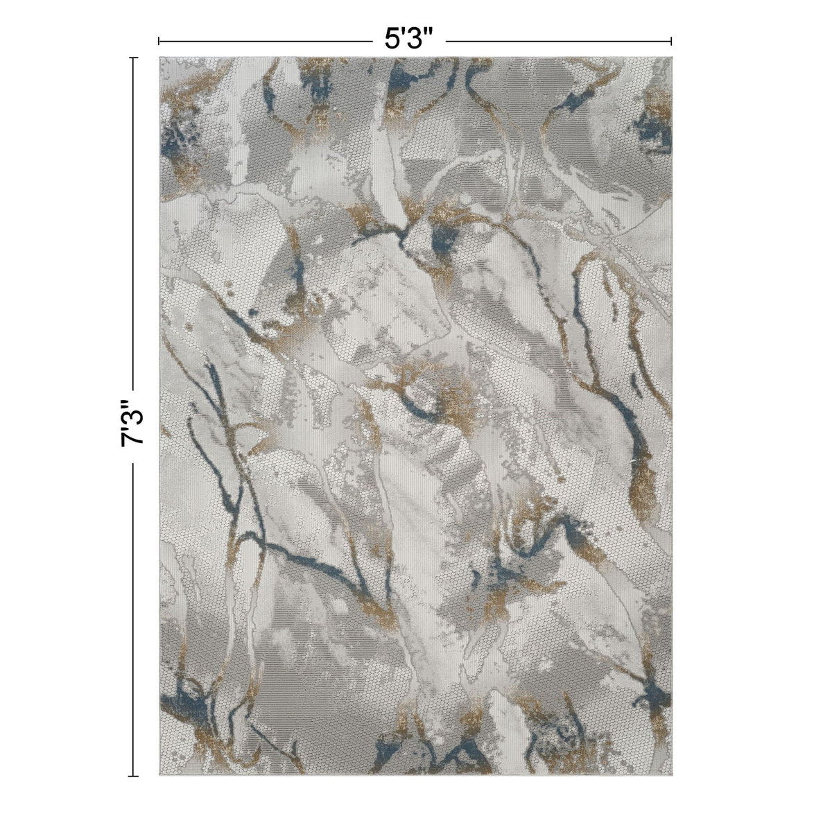 Geometric 3D Effect Area Rug with 100% Polyester Pile - Ivory / Gray, photo 6 of 6