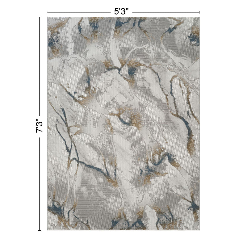 Geometric 3D Effect Area Rug with 100% Polyester Pile - Ivory / Gray, photo 6 of 6