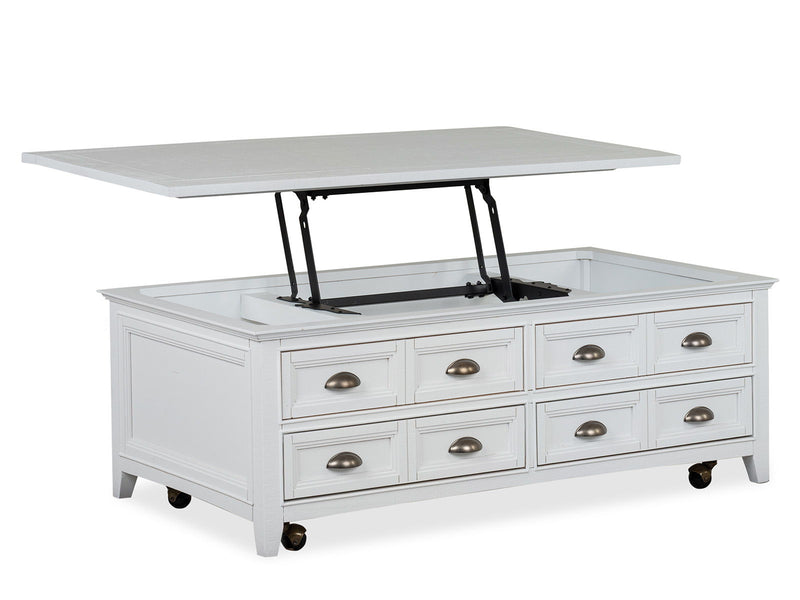 Heron Cove - Lift Top Storage Cocktail Table With Casters - Chalk White, photo 5 of 7