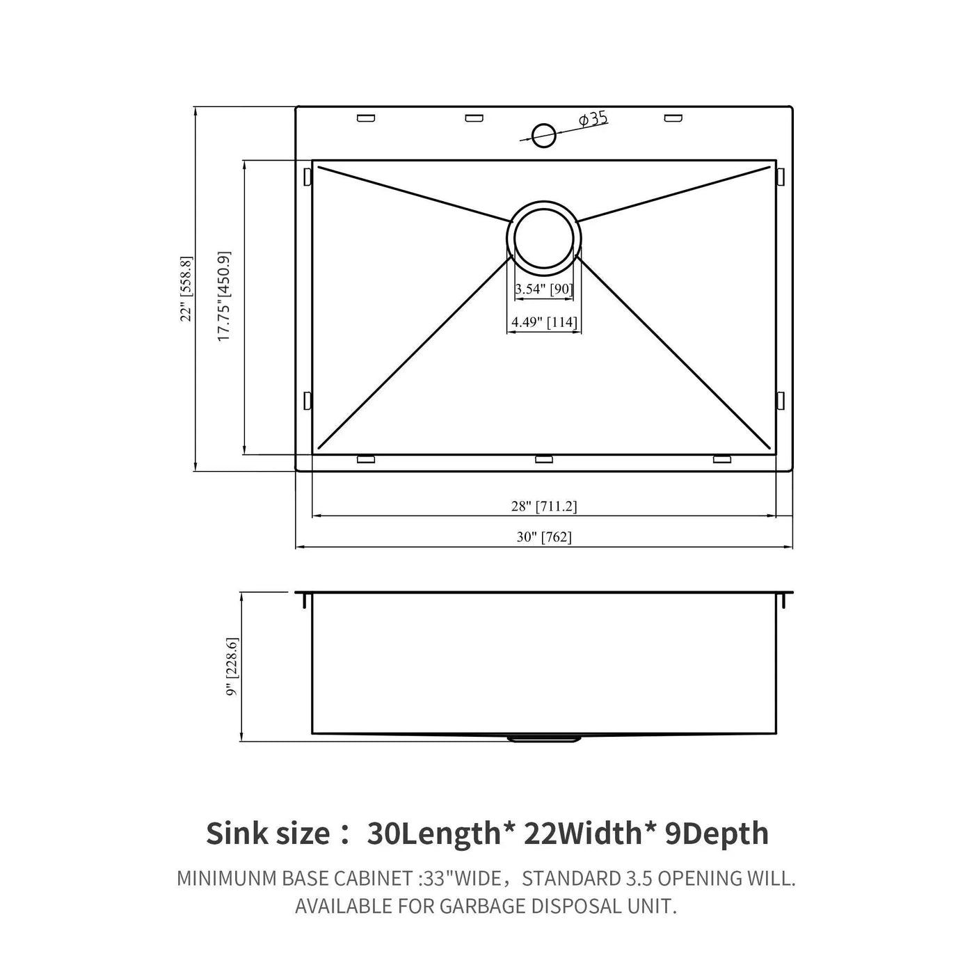 Drop In Kitchen Sink, 16 Gauge Stainless Steel, Topmount by HouseOfZazla