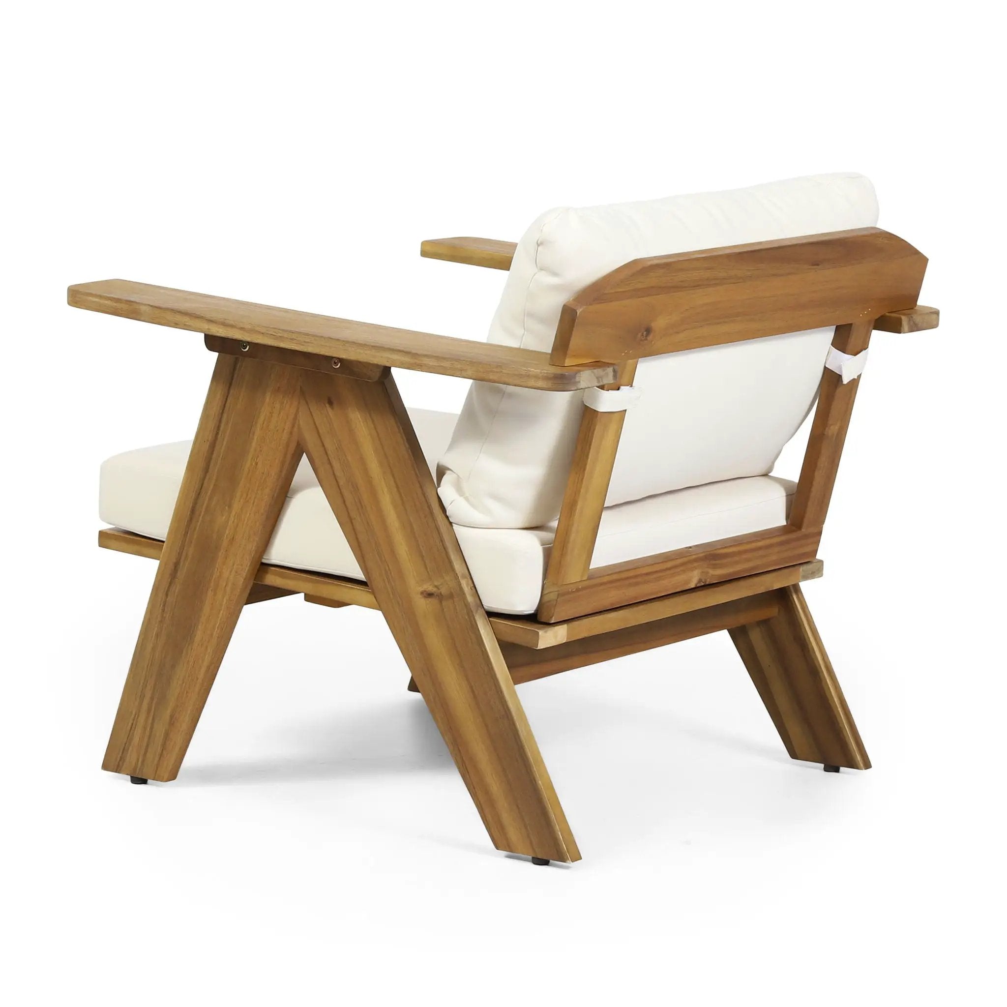 Outdoor Acacia Wood Club Chairs With Cushions (Set of 2) - Teak / Beige by HouseOfZazla