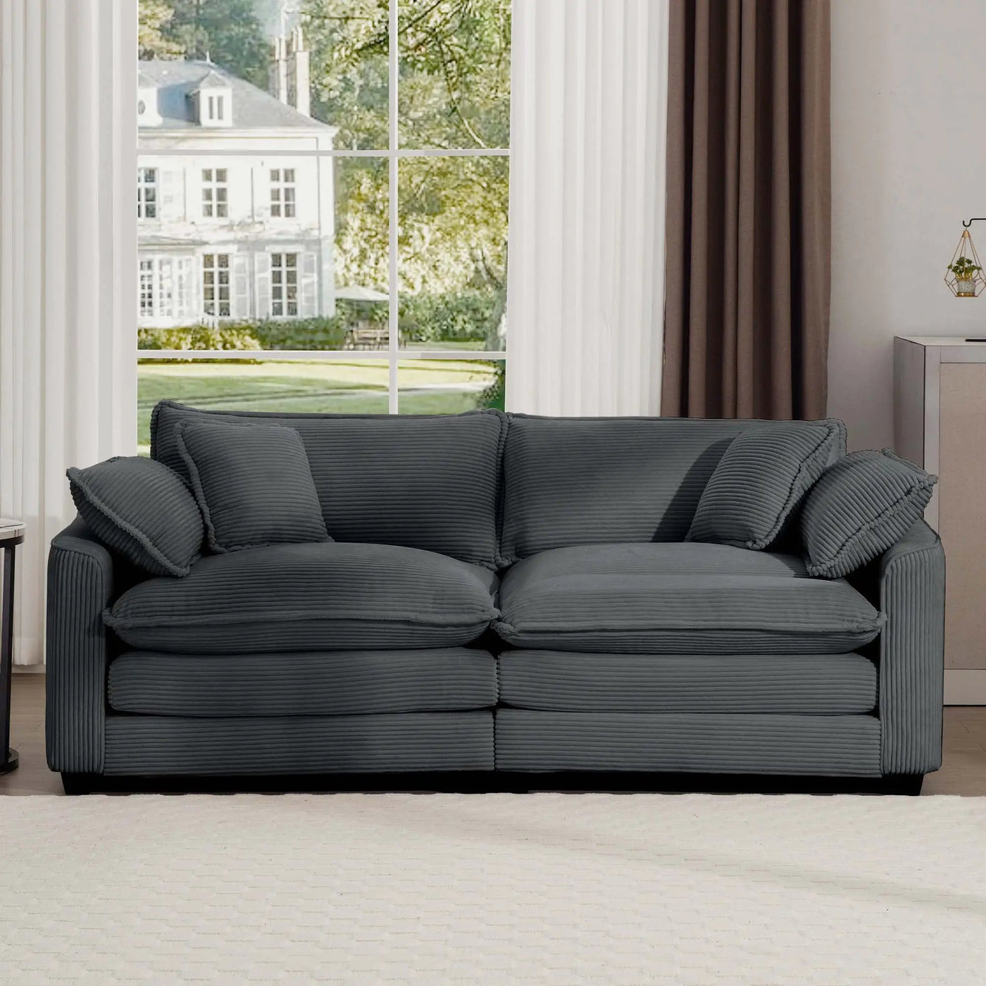 Modern 2 Seater With 4 Pillows, Upholstered Deep Seating Loveseat by Unique Piece Furniture