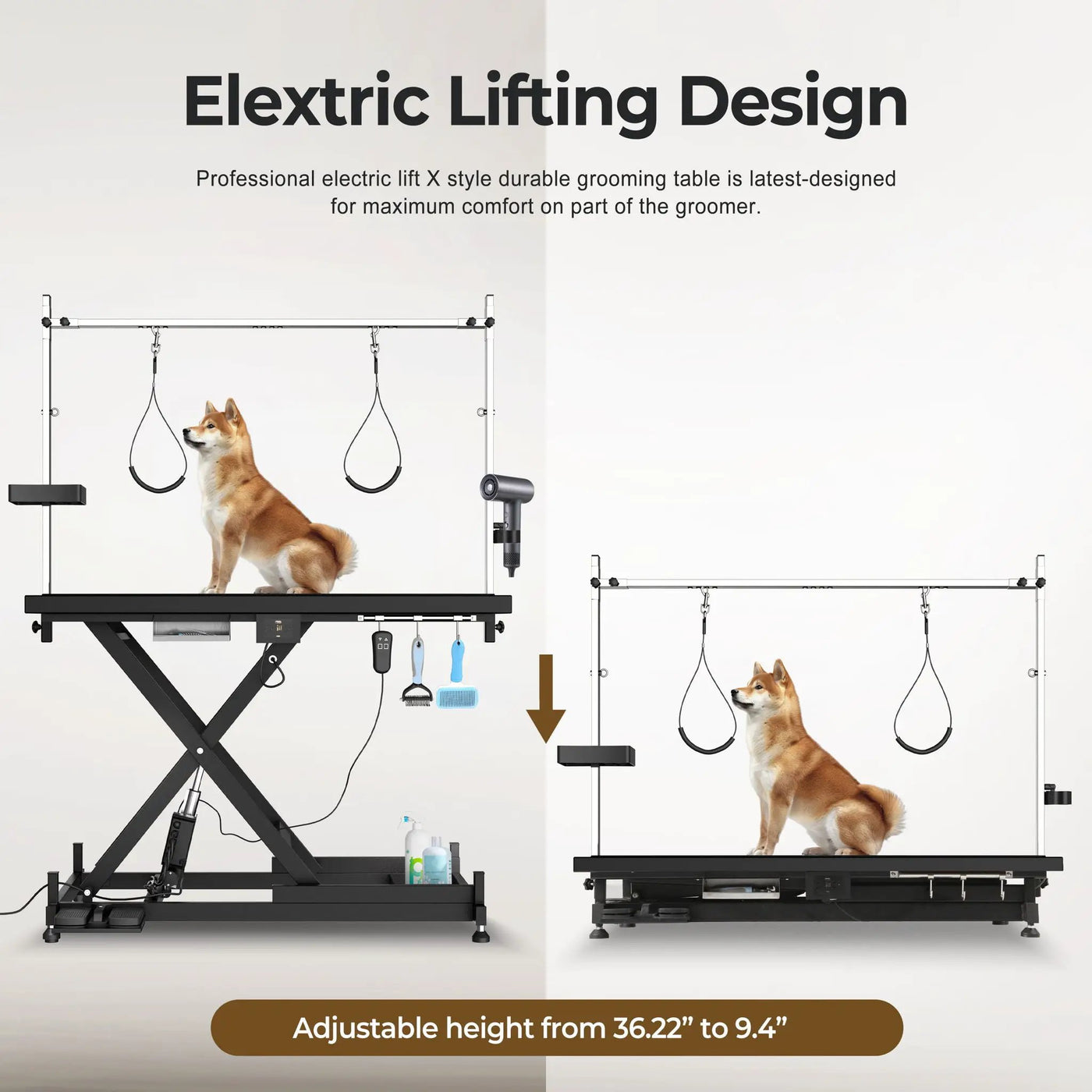 Super Deluxe Electric Pet Grooming Table, Height Adjustable by HouseOfZazla