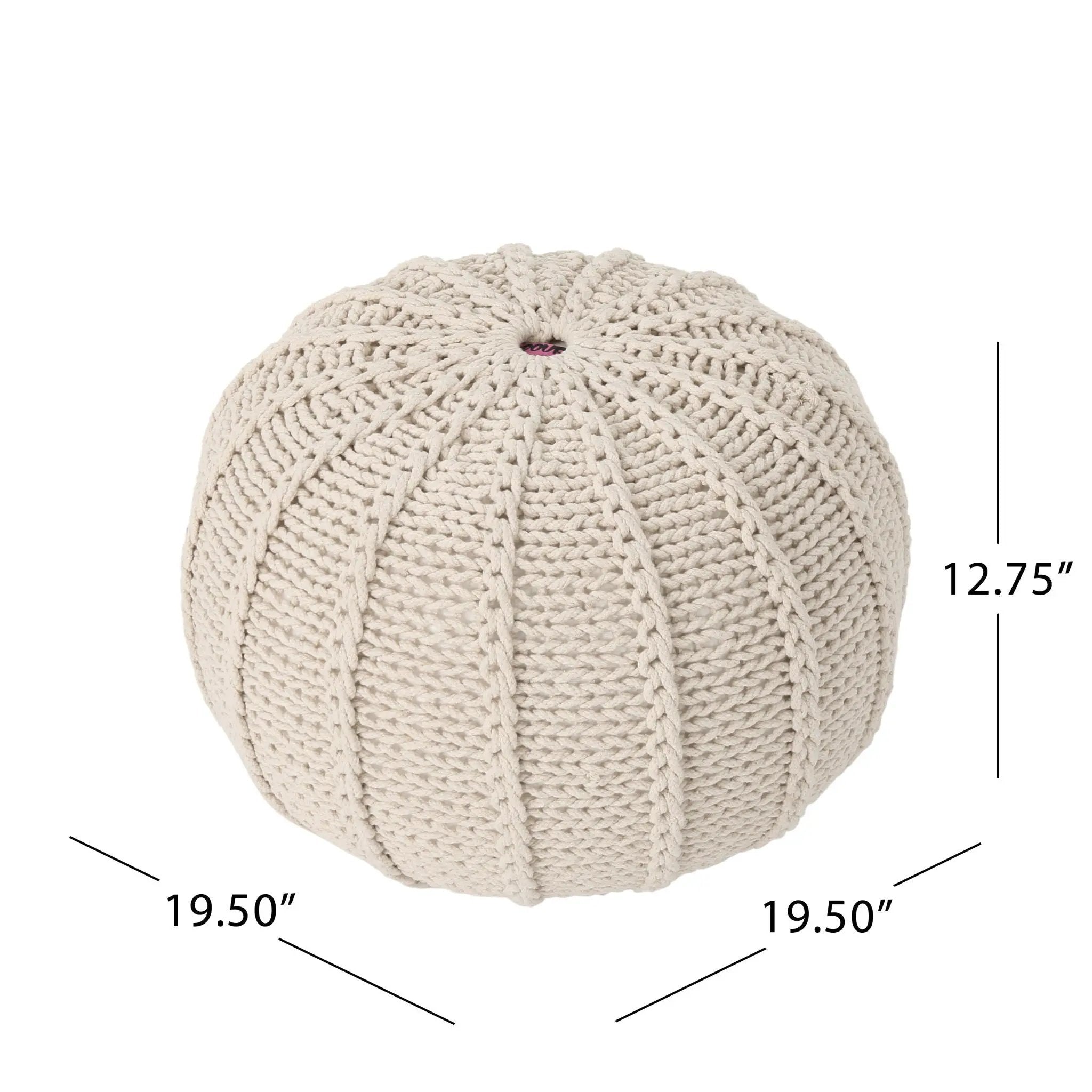 Bordeaux - Knitted Round Pouf Ottoman And Floor Cushion by Unique Piece Furniture