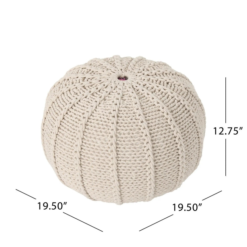 Bordeaux - Knitted Round Pouf Ottoman And Floor Cushion by Unique Piece Furniture